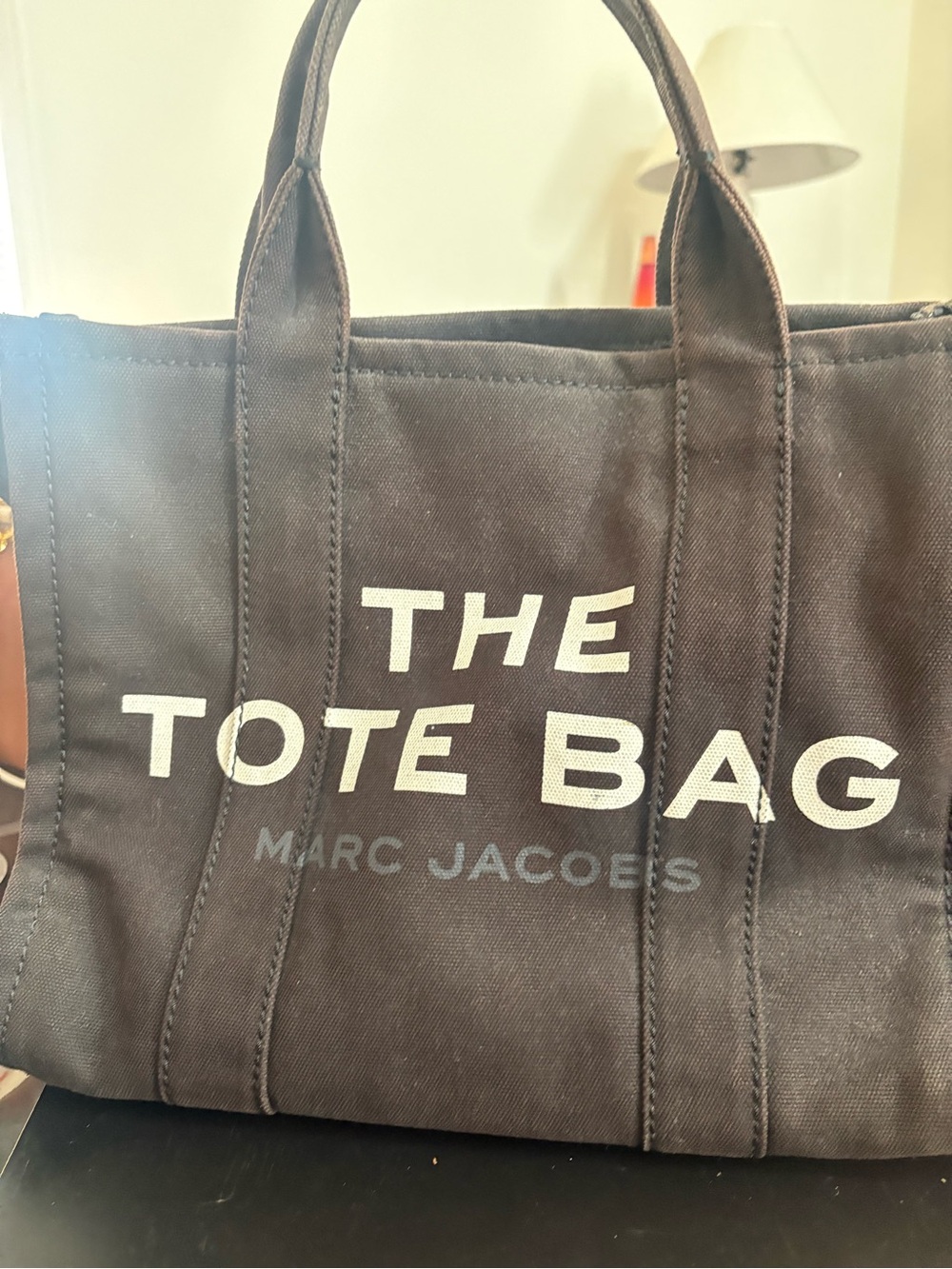 Marc Jacobs Black Canvas Tote Bag with White Logo